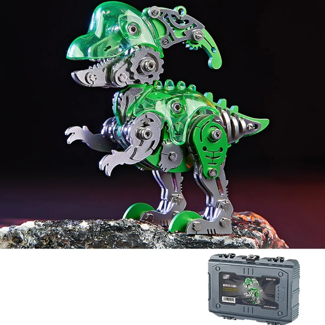 Q Version Dinosaur Model 3D Metal Puzzle for Adult Teens 157PCS Dinosaur Assemble Model Hnadicraft Ornament Desk Bookshelf Decor