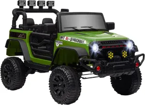 Qaba 12V Ride on Truck, Electric Car for Kids, Battery Powered Ride on Car, Parent Remote, 4 Suspension Wheels, Music Horn LED Lights, Green