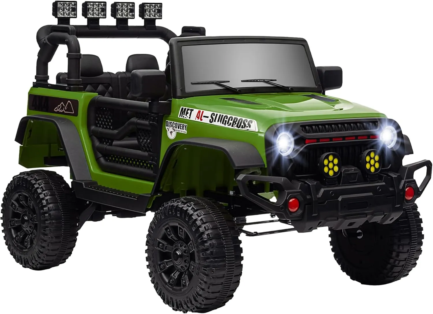 Qaba 12V Ride on Truck, Electric Car for Kids, Battery Powered Ride on Car, Parent Remote, 4 Suspension Wheels, Music Horn LED Lights, Green