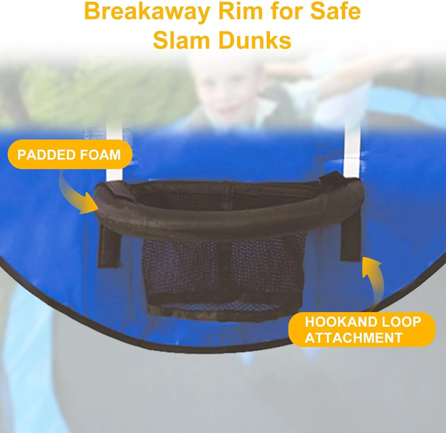 Qivine Trampoline Basketball Hoop, Waterproof Basketball for Trampoline with 3 Mini Basketball Trampoline Basketball Hoop Attachment 96 * 50Cm of Trampolines with Enclosures and Pole Caps