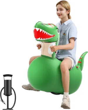 QPAU Kids Dinosaur Hopper - 220lbs Load Capacity, Bouncing Animal Toy, Outside Toys, Dinosaur Gifts for Kids Ages 5 
