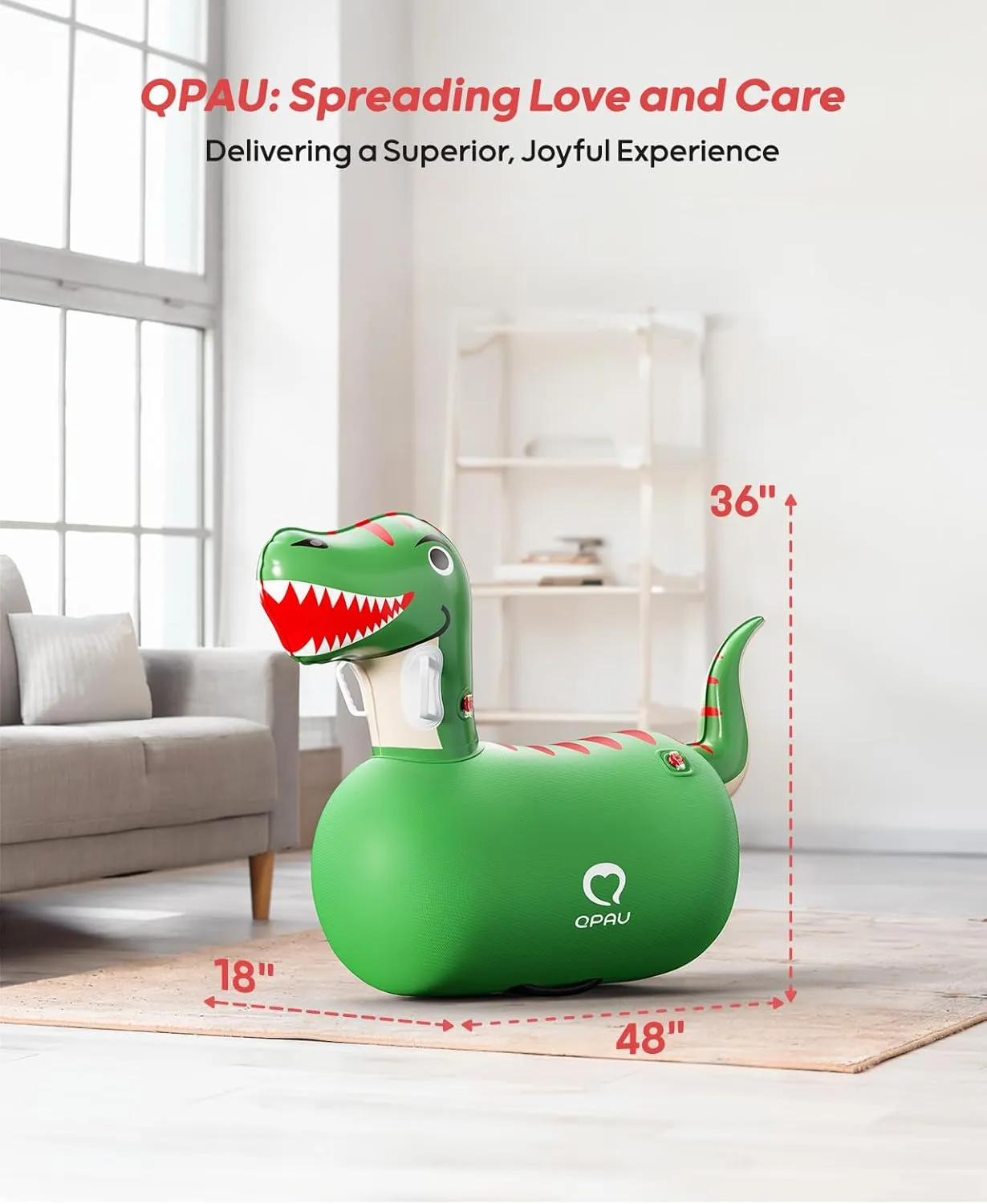 QPAU Kids Dinosaur Hopper - 220lbs Load Capacity, Bouncing Animal Toy, Outside Toys, Dinosaur Gifts for Kids Ages 5 