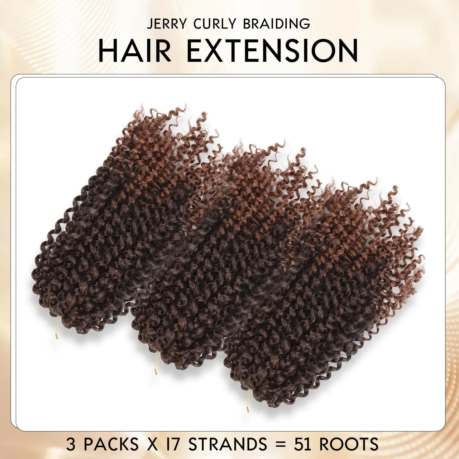 Quantum Love Kinky Curly Crochet Hair Short Marlybob Jerry Curl Ombre Brown Hair Extension for Black Women Short Passion Twist Synthetic Hair Extension (3 Pack 10 Inches)