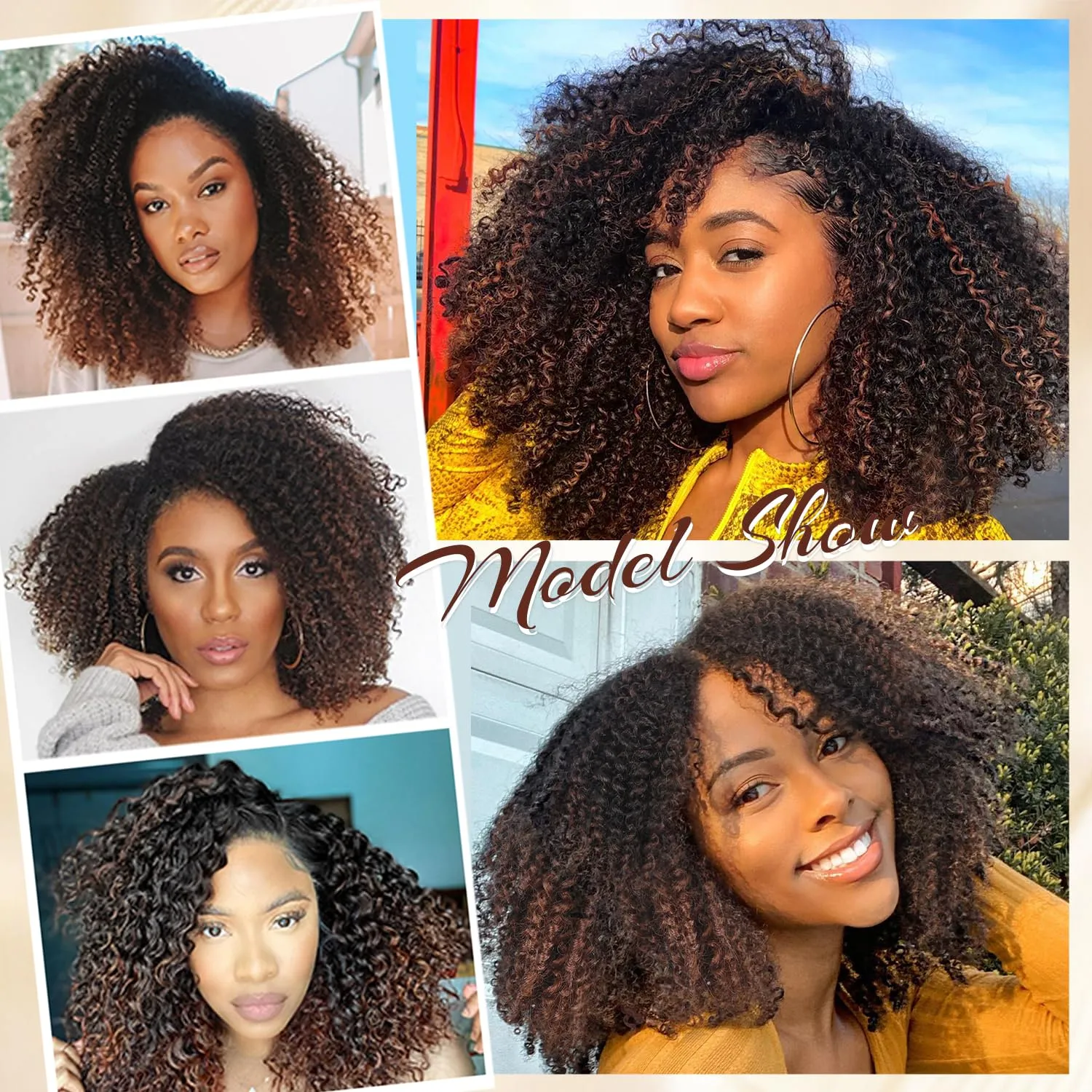 Quantum Love Kinky Curly Crochet Hair Short Marlybob Jerry Curl Ombre Brown Hair Extension for Black Women Short Passion Twist Synthetic Hair Extension (3 Pack 10 Inches)