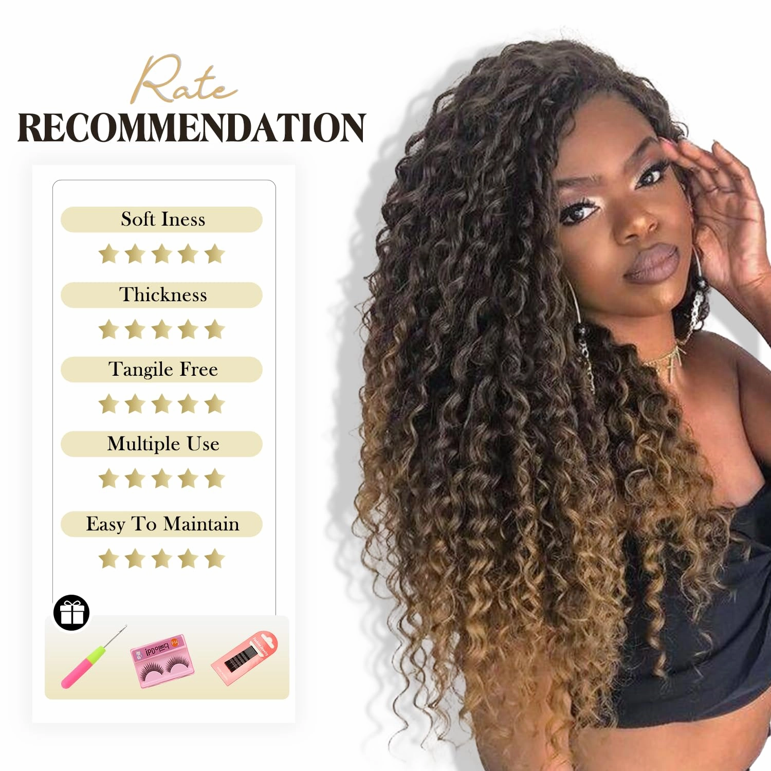 Quantum Love Kinky Curly Crochet Hair Short Marlybob Jerry Curly Ombre Blonde Hair Extension for Black Women Short Passion Twist Synthetic Hair Extension (6 Pack 18 Inches)