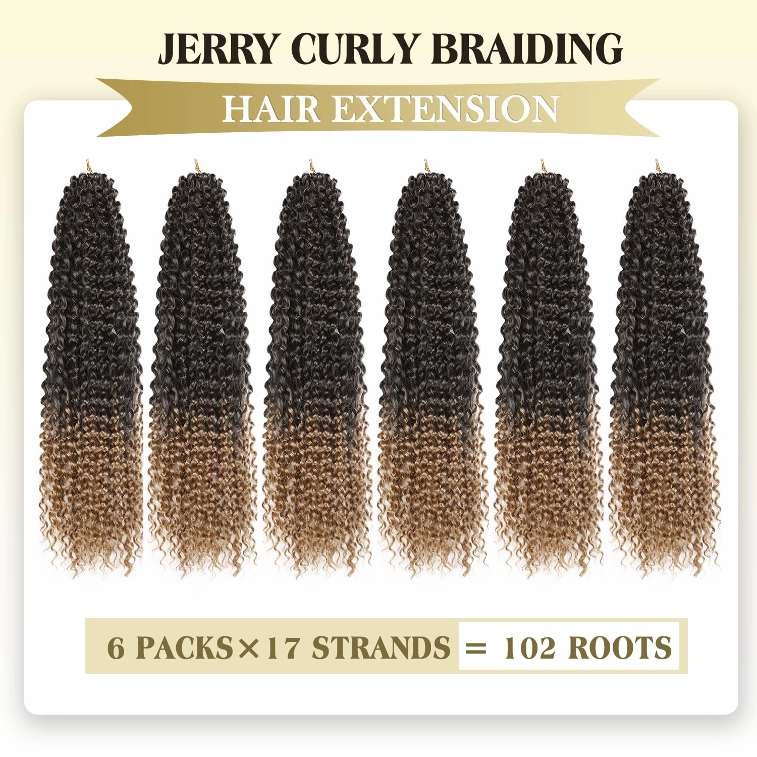 Quantum Love Kinky Curly Crochet Hair Short Marlybob Jerry Curly Ombre Blonde Hair Extension for Black Women Short Passion Twist Synthetic Hair Extension (6 Pack 18 Inches)