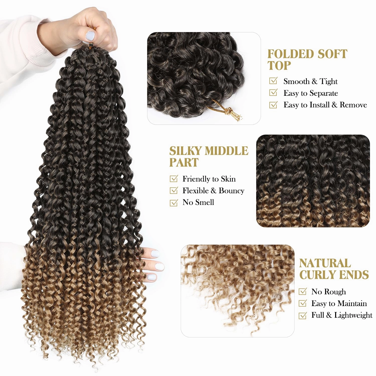 Quantum Love Kinky Curly Crochet Hair Short Marlybob Jerry Curly Ombre Blonde Hair Extension for Black Women Short Passion Twist Synthetic Hair Extension (6 Pack 18 Inches)