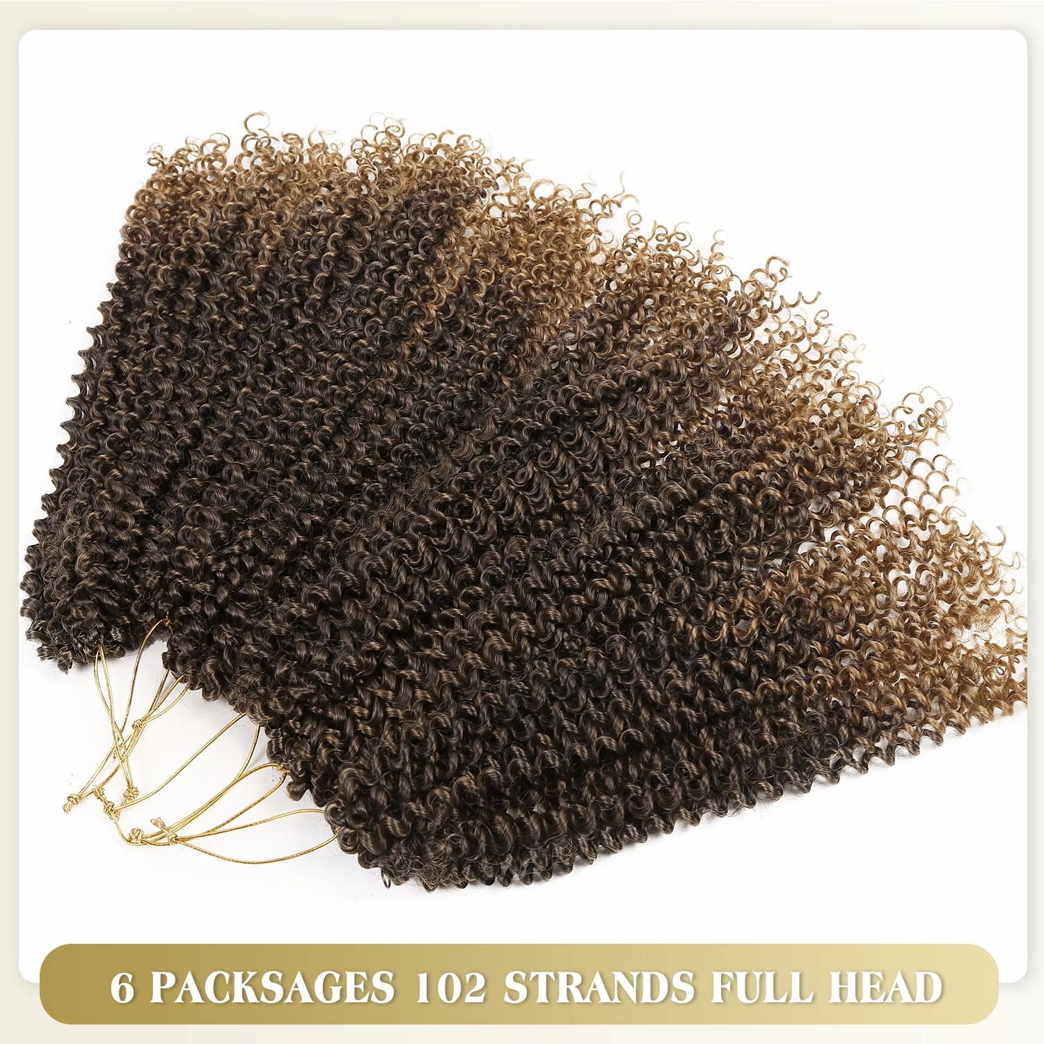 Quantum Love Kinky Curly Crochet Hair Short Marlybob Jerry Curly Ombre Blonde Hair Extension for Black Women Short Passion Twist Synthetic Hair Extension (6 Pack 18 Inches)