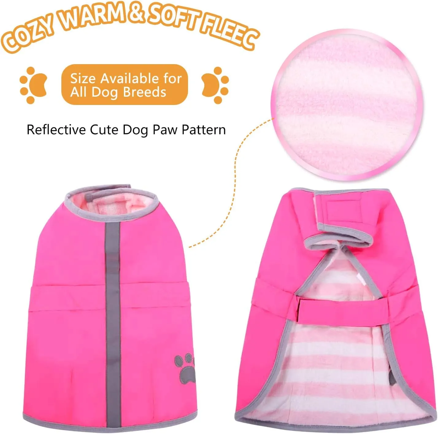 Queenmore Cold Weather Dog Coats Loft Reversible Winter Fleece Dog Vest Waterproof Pet Jacket Available in Extra Small, Small, Medium, Large Extra Large Sizes