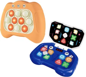 Quick Push Game & Handheld Dance Game, Light Up Push Bubble/Button Game Electronic Brain & Memory Games Stress Relief Sensory Pop Fidget Game Toys Birthday Toy for Kids 3-12