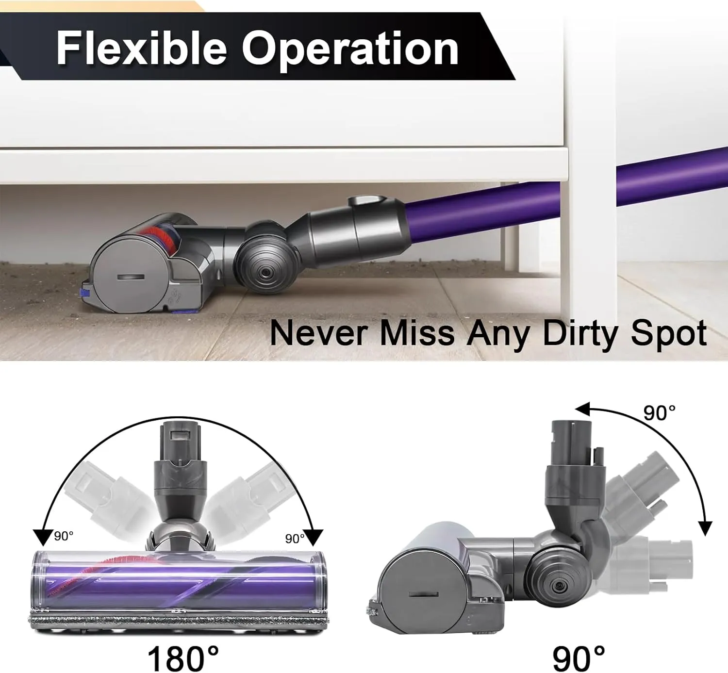 Quick-Release Motorhead Cleaner for Dyson V6 DC58 DC59 DC62 DC72 DC74 Vacuums Animal Absolute Models Cleaner Head Replacement Part Electric Head for Hardwood Floor Carpets SV04 SV06 SV09