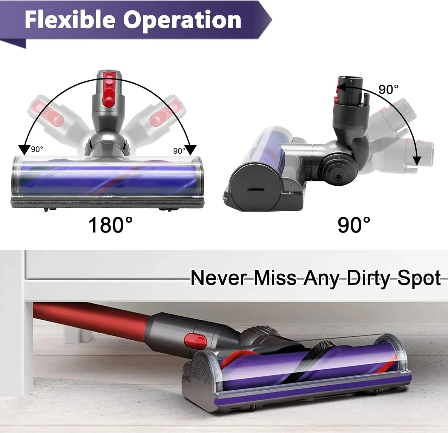 Quick-Release Motorhead Cleaner Replacement for Dyson V7 V8 V10 V11 V15 Vacuum Direct Drive Head for Hardwood Floor Carpets Attachment SV10 SV11 SV12 SV14 Bristle Roller Brush Parts