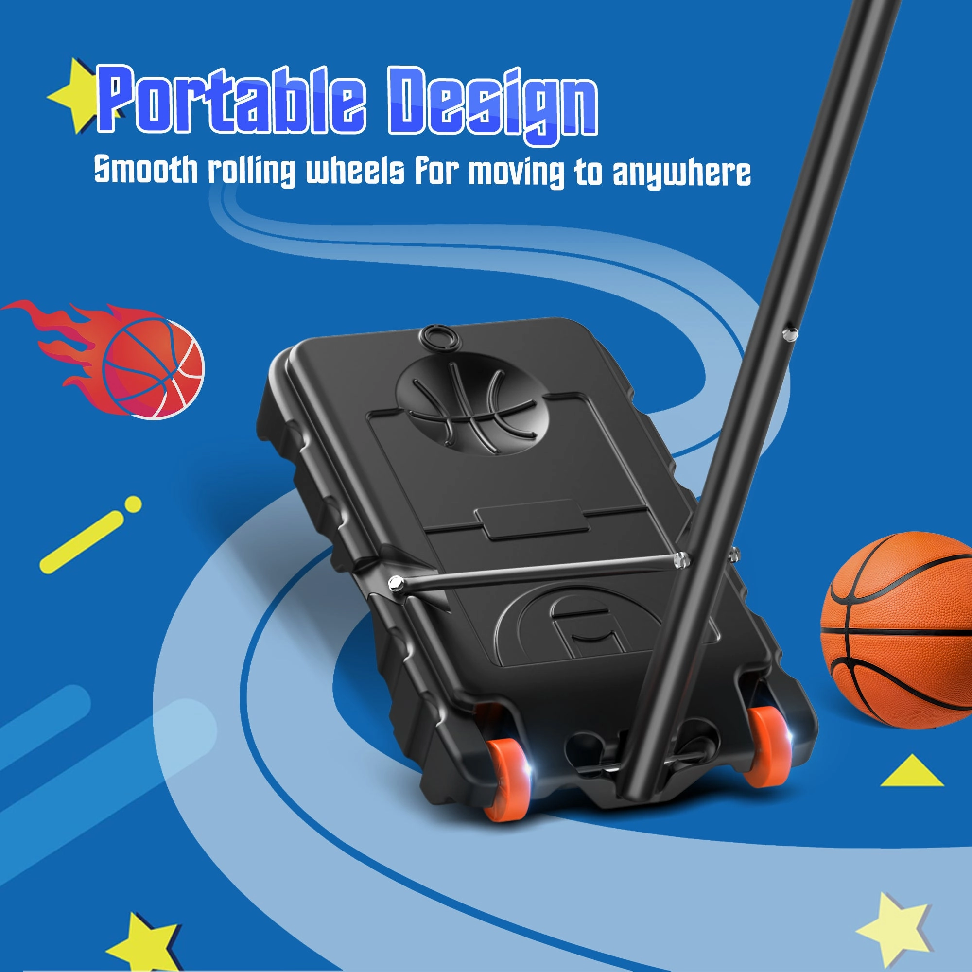 Qunler  Portable Basketball Hoop Outdoor, 5ft-7ft Height Adjustable Basketball Goal System with Wheels for Kids Teenagers Youth Indoor Outdoor