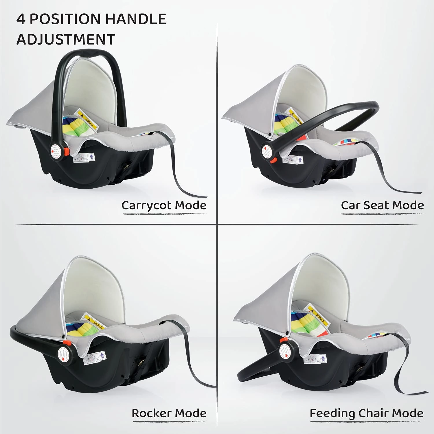R for Rabbit Picaboo Baby Carry Cot, 4 in 1 Multi Purpose Kids, Car Seat, Rocker