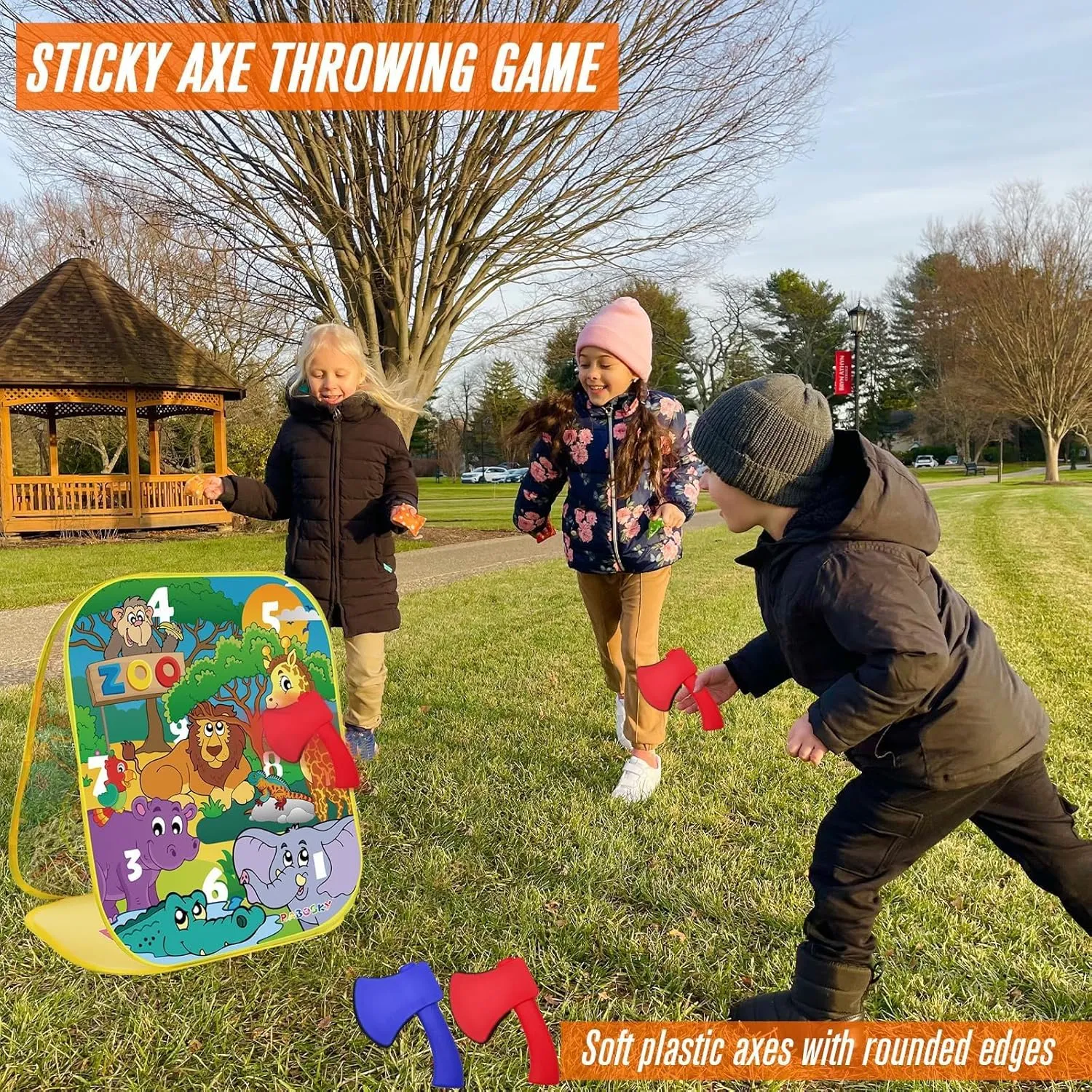RaboSky 3-in-1 Farm Animals Bean Bags Toss Axes Throwing Sticky Balls Game for Kids 2 3 4 5 Toddlers Indoor Outdoor Sports Toys Gifts for Boys Birthday Valentines Easter Christmas Stocking Stuffer