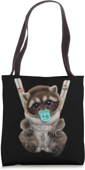 Raccoon in Baby Carrier with Pacifier Tote Bag