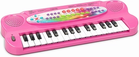 Raimy Mini Keyboard Piano for Kids, 32 Keys Portable Piano Early Learning Educational Electronic Music Keyboard Instrument Toys for 3 4 5 6 Year Old Boys and Girls (Pink)