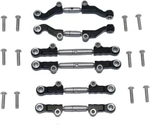 RC Car Parts Compatible with LOSI for Mini-T 2.0 2WD for Stadium 1/18 RC Car Truck Metal Adjustable Front Rear Steering Tie Rod Link Set(Black)
