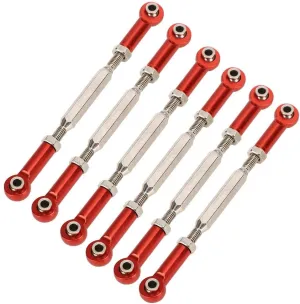 RC Car Push Rod, 88mm Aluminum Alloy Adjustable Push Rods Compatible with 1/10 RC Car , 6Pcs(Red)