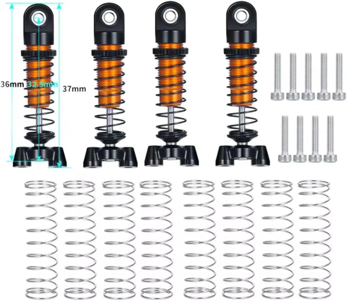 RC Car Shock Absorber Compatible With Kyosho For Jimny 1/18 For MINI-Z For Wrangler For Hilux 1/24 RC Car Parts 4Pcs 37 45mm Adjustable Shock Absorber Damper(4Pcs 37mm)