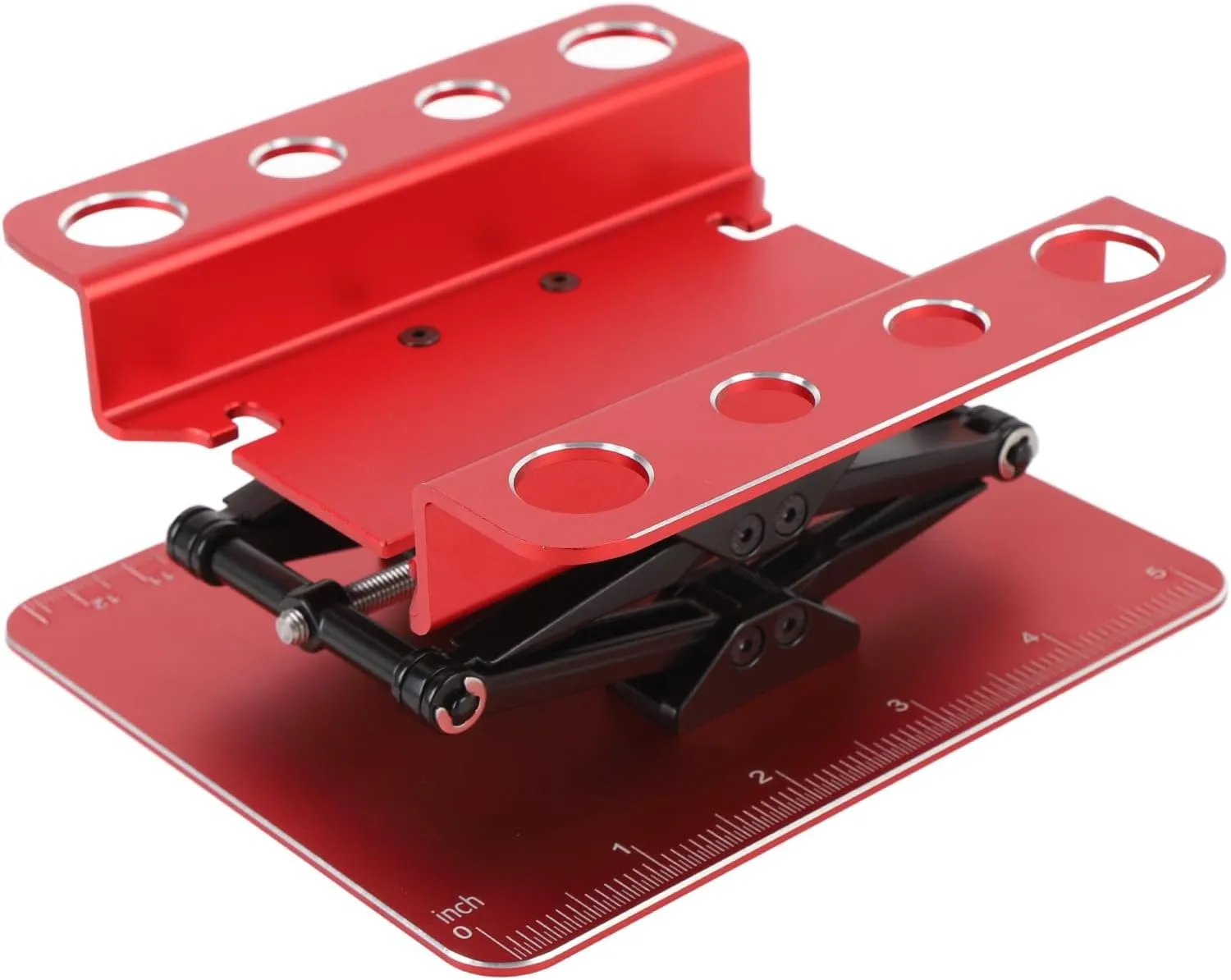 RC Car Work Stand, RC Car Repair Stand Simulation Metal Adjustable Height Sturdy for 1:8 and 1:10 (Red)