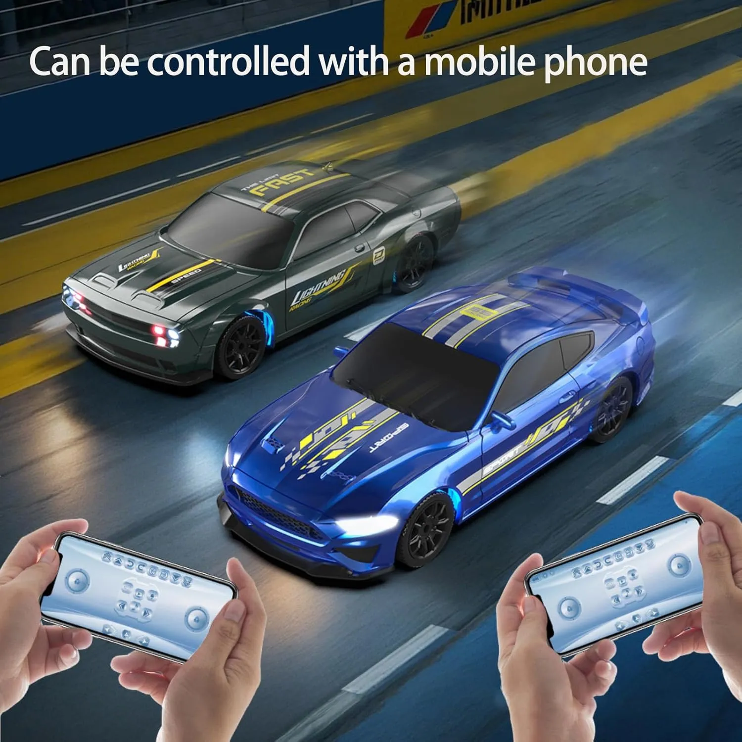 RC Drift Car, 1/43 Mini RC Drift Car with LED Lights,2.4GHz Full Proportional Remote Control Cars, 4WD High Speed Racing with Racing Tires, Can be Controlled with a Mobile Phone (8501-Silver Gray)