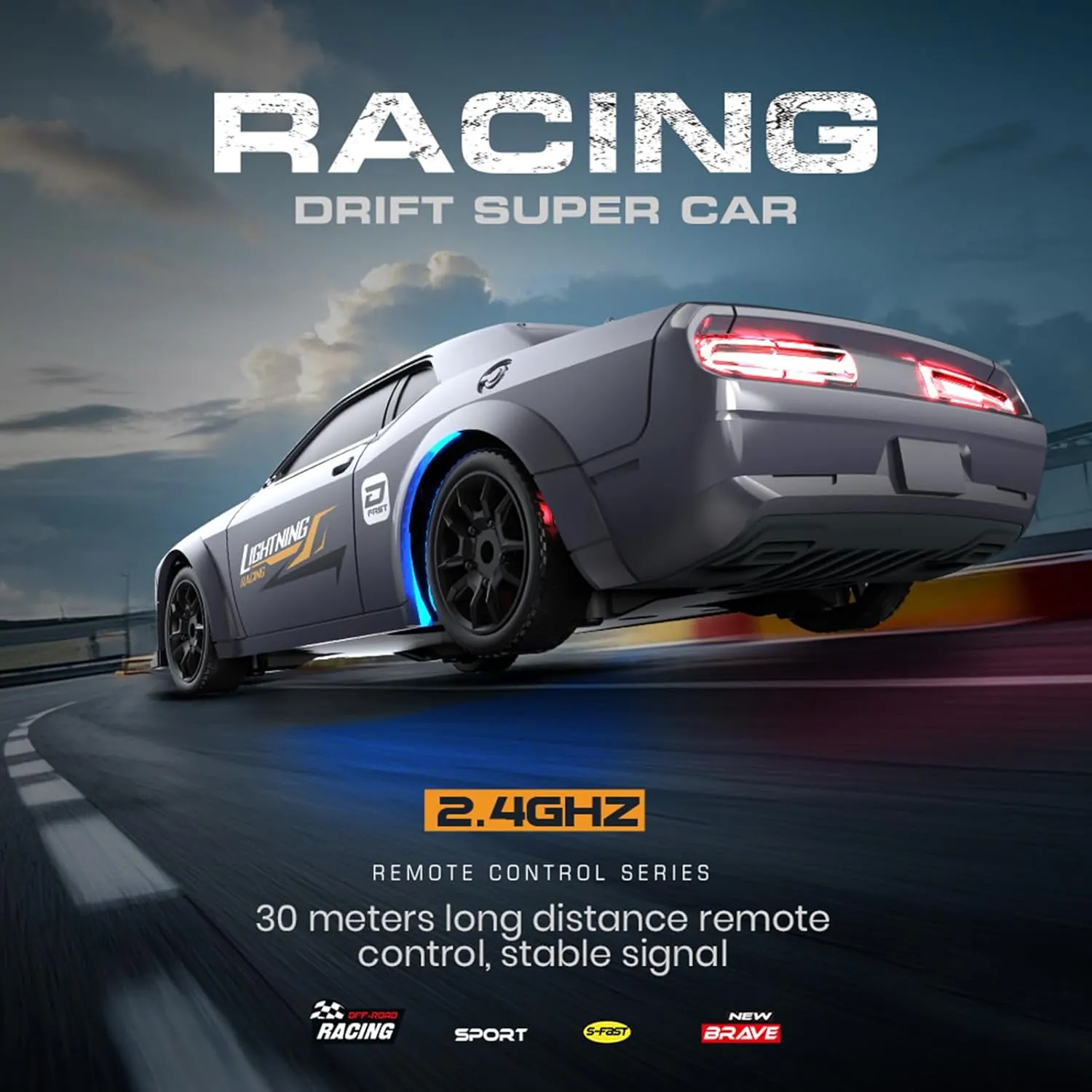 RC Drift Car, 1/43 Mini RC Drift Car with LED Lights,2.4GHz Full Proportional Remote Control Cars, 4WD High Speed Racing with Racing Tires, Can be Controlled with a Mobile Phone (8501-Silver Gray)