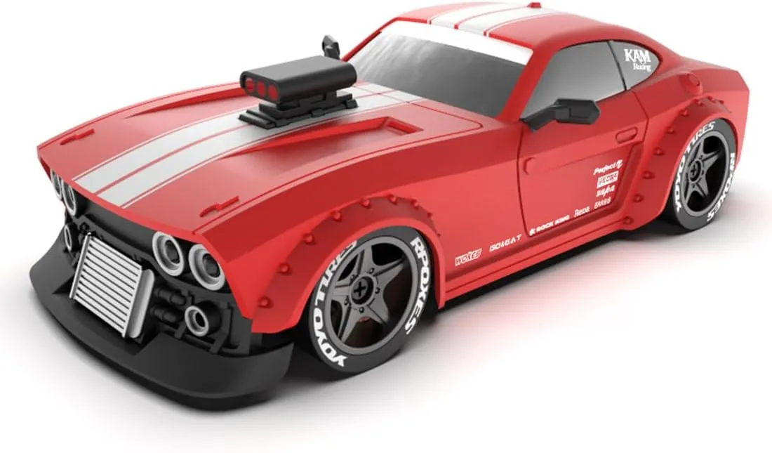 RC Drift Car with ESP Gyroscope, 1/32 Scale 2.4G 4WD Remote Control Racing Sports Car with LED Headlights, Hobby RC Model Indoor for Adult
