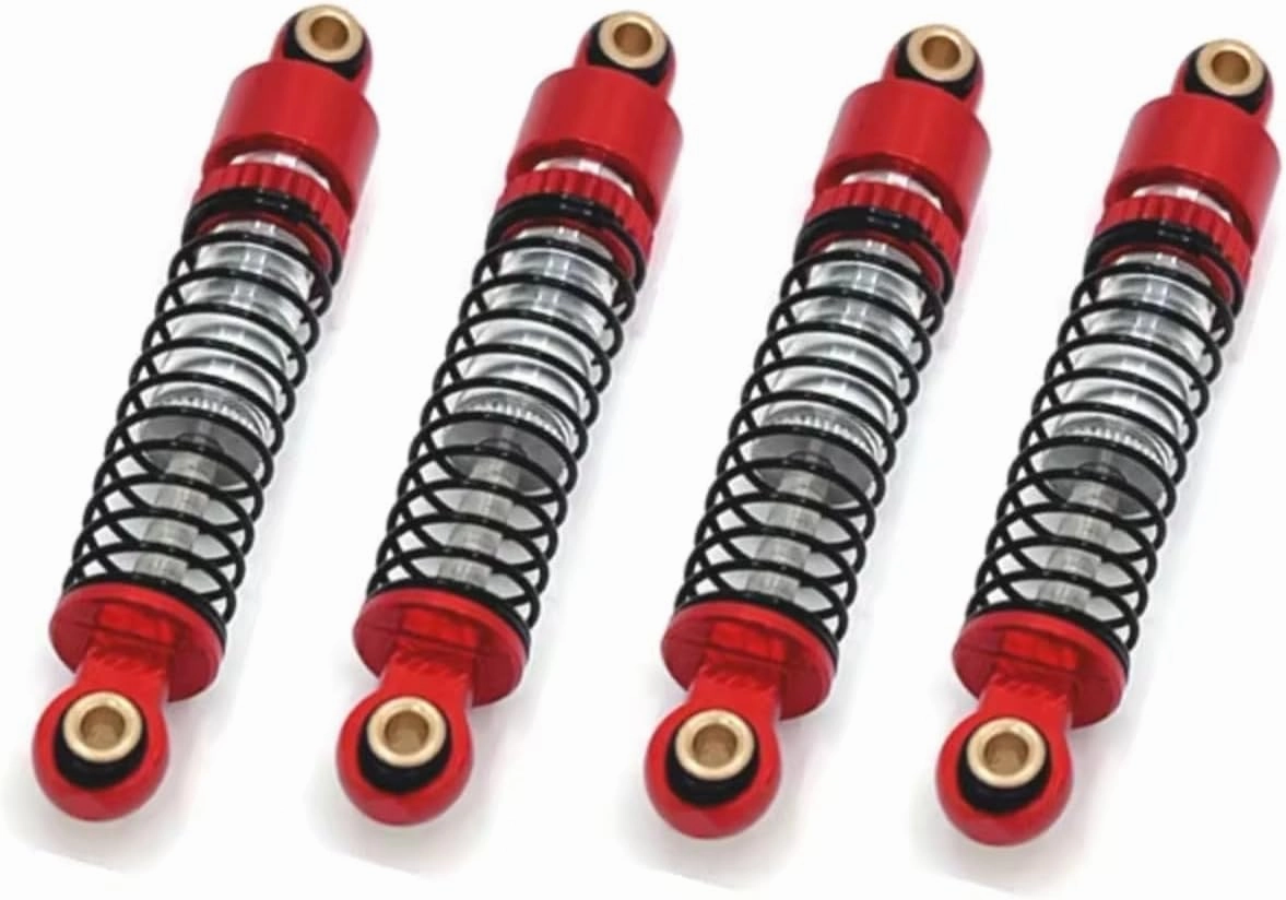 Rc Car Shock Absorber For FMS For FCX24 1/24 4Pcs Metal Adjustable Soft And Hard Hydraulic Shock Absorber For Fit Rc Car Parts And Accessories Upgrade Replacement Use(Red)