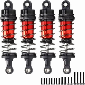Rc Shock Absorber For Tamiya For WLtoys For Kyosho 1/12 1/14 1/16 4pcs Aluminum Damper 66mm 72mm Shock Absorber RC Car Parts And Accessories Replacement Use(Red-Black,66mm)