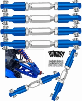RC Upgrades Part for 1/10 Granite 4X4 Mega550, 1/10 Senton 4X4 Mega550 RC Car,6 Pieces Aluminum Adjustable Turnbuckles Camber Links Toe Link,Hop-Up Part #AR330446 AR330515,Navyblue