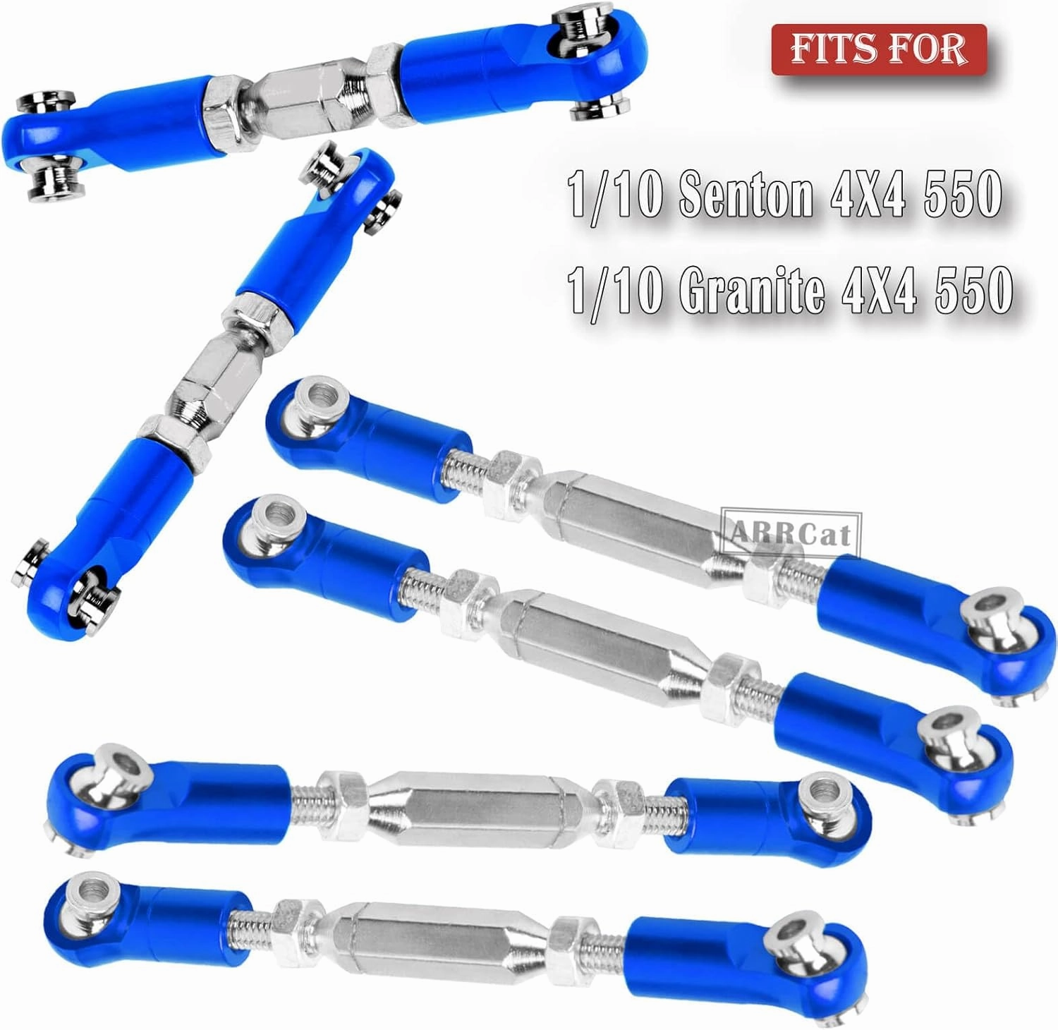 RC Upgrades Part for 1/10 Granite 4X4 Mega550, 1/10 Senton 4X4 Mega550 RC Car,6 Pieces Aluminum Adjustable Turnbuckles Camber Links Toe Link,Hop-Up Part #AR330446 AR330515,Navyblue