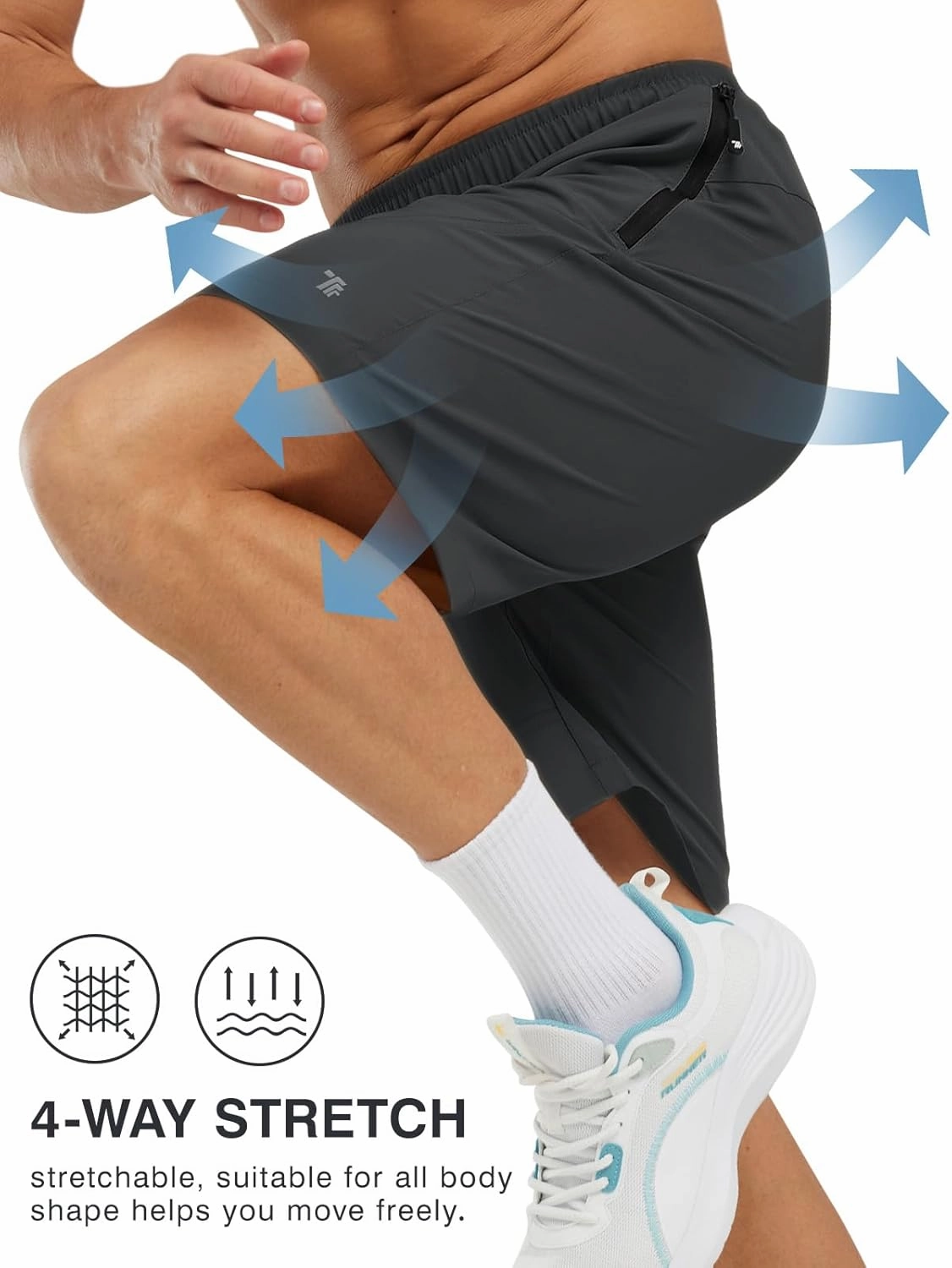 Rdruko Men's Hiking Shorts with Zipper Pockets 7'' Lightweight Quick Dry Workout Shorts Running Athletic Shorts