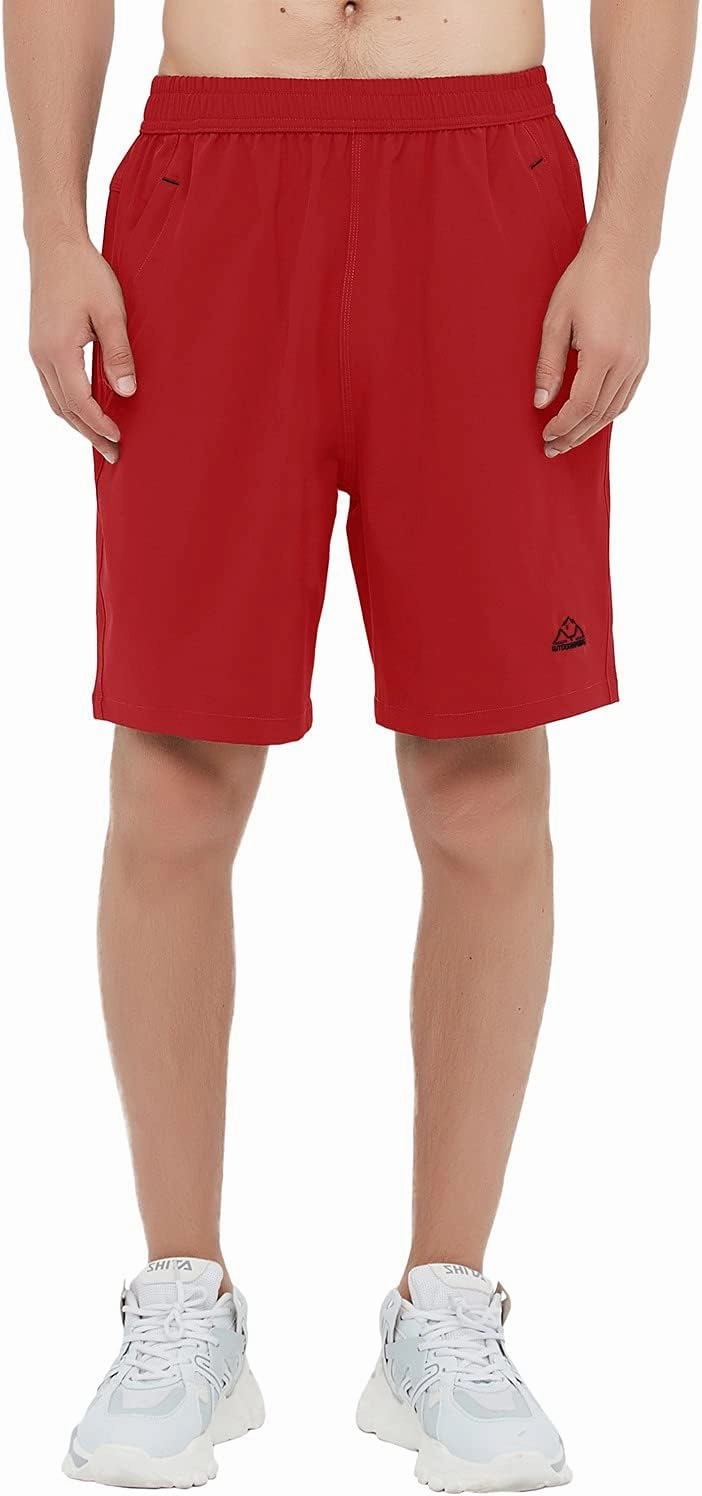 Rdruko Men's Quick Dry Hiking Shorts Lightweight Running Gym Outdoor Active Shorts with Zipper Pockets