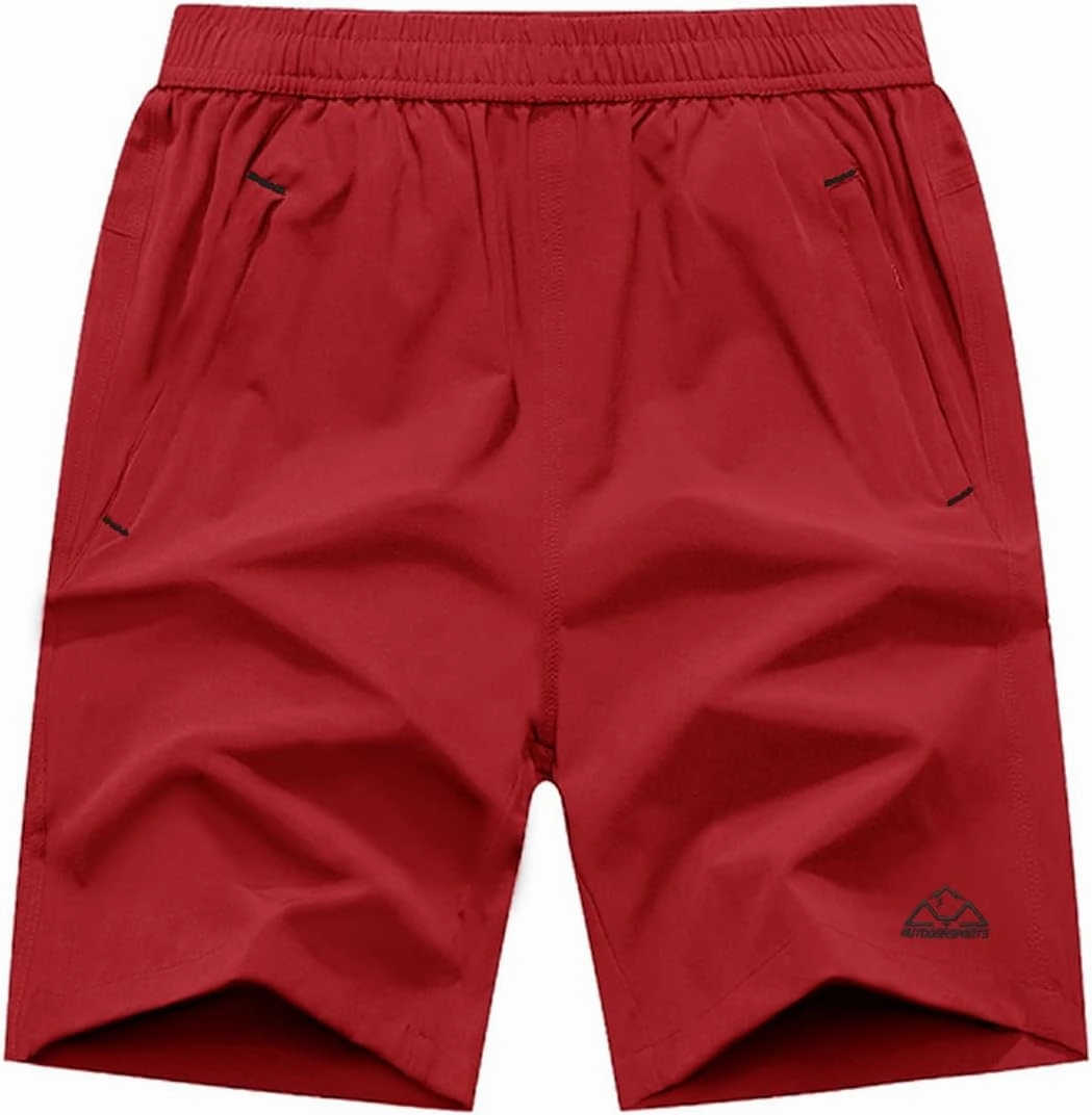 Rdruko Men's Quick Dry Hiking Shorts Lightweight Running Gym Outdoor Active Shorts with Zipper Pockets