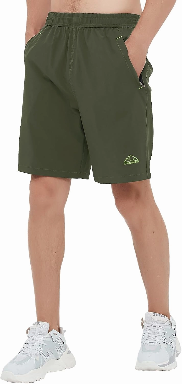 Rdruko Men's Quick Dry Hiking Shorts Lightweight Running Gym Outdoor Active Shorts with Zipper Pockets