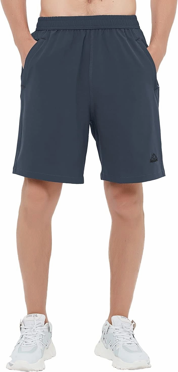 Rdruko Men's Quick Dry Hiking Shorts Lightweight Running Gym Outdoor Active Shorts with Zipper Pockets