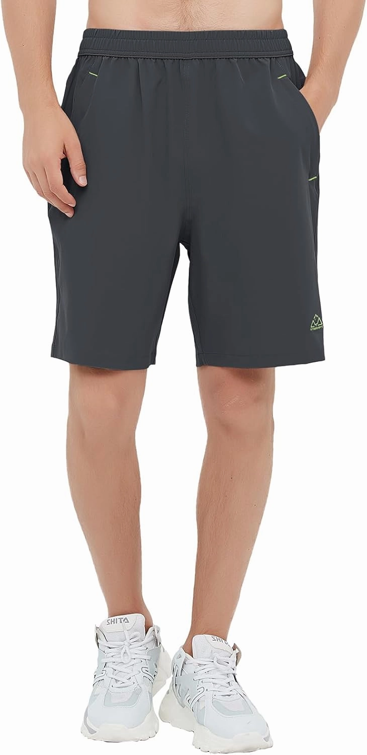 Rdruko Men's Quick Dry Hiking Shorts Lightweight Running Gym Outdoor Active Shorts with Zipper Pockets