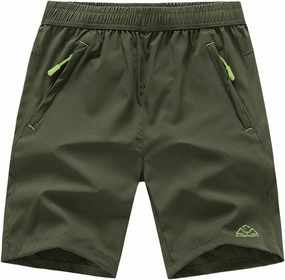 Rdruko Men's Quick Dry Hiking Shorts Lightweight Running Gym Outdoor Active Shorts with Zipper Pockets