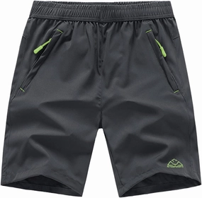 Rdruko Men's Quick Dry Hiking Shorts Lightweight Running Gym Outdoor Active Shorts with Zipper Pockets
