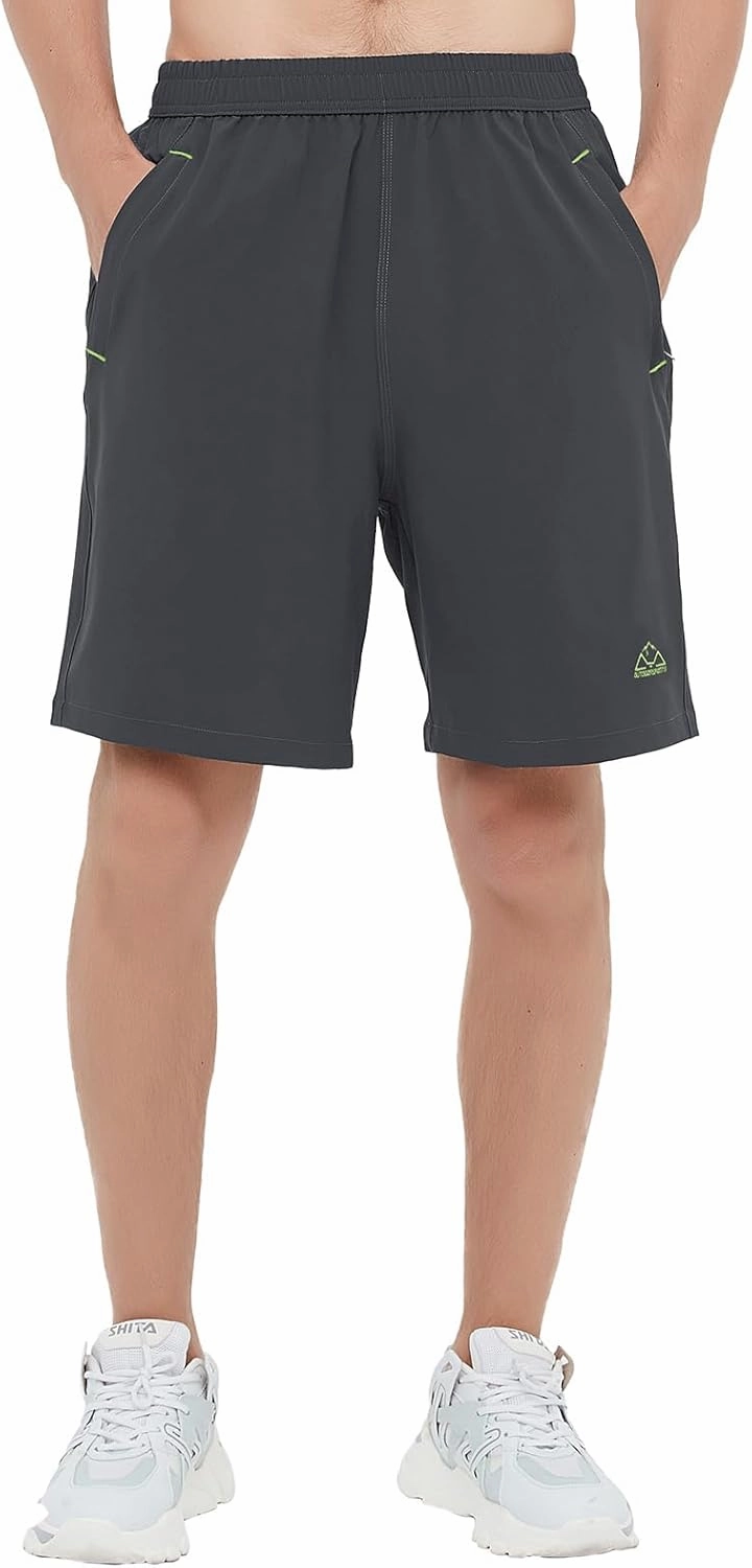 Rdruko Men's Quick Dry Hiking Shorts Lightweight Running Gym Outdoor Active Shorts with Zipper Pockets
