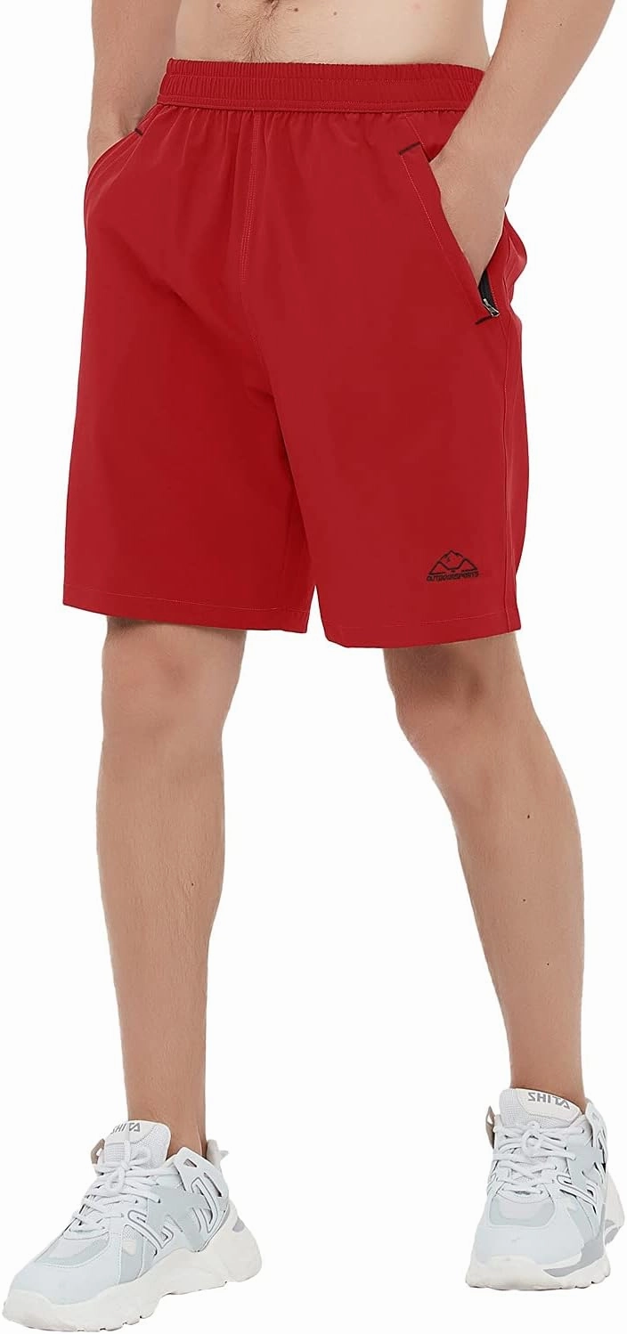 Rdruko Men's Quick Dry Hiking Shorts Lightweight Running Gym Outdoor Active Shorts with Zipper Pockets