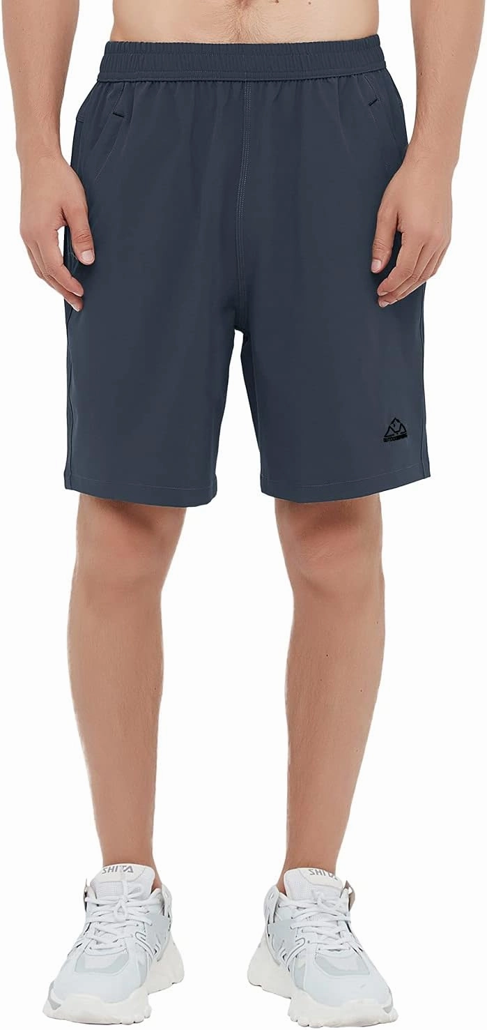 Rdruko Men's Quick Dry Hiking Shorts Lightweight Running Gym Outdoor Active Shorts with Zipper Pockets