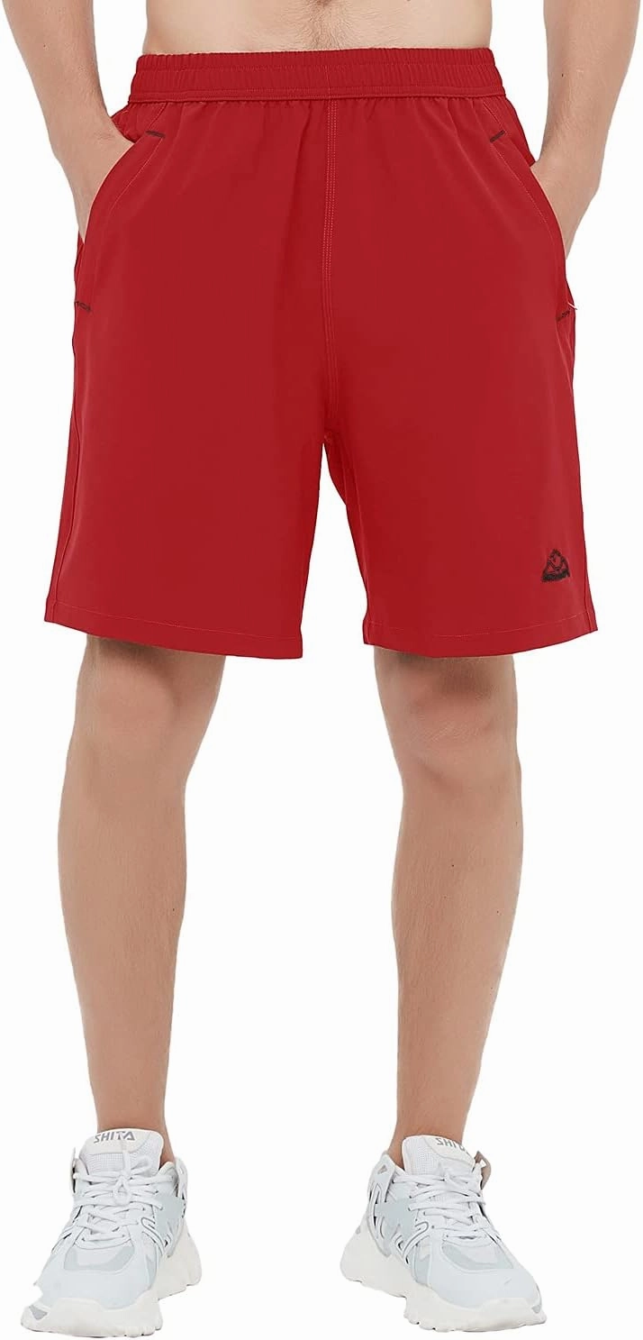 Rdruko Men's Quick Dry Hiking Shorts Lightweight Running Gym Outdoor Active Shorts with Zipper Pockets