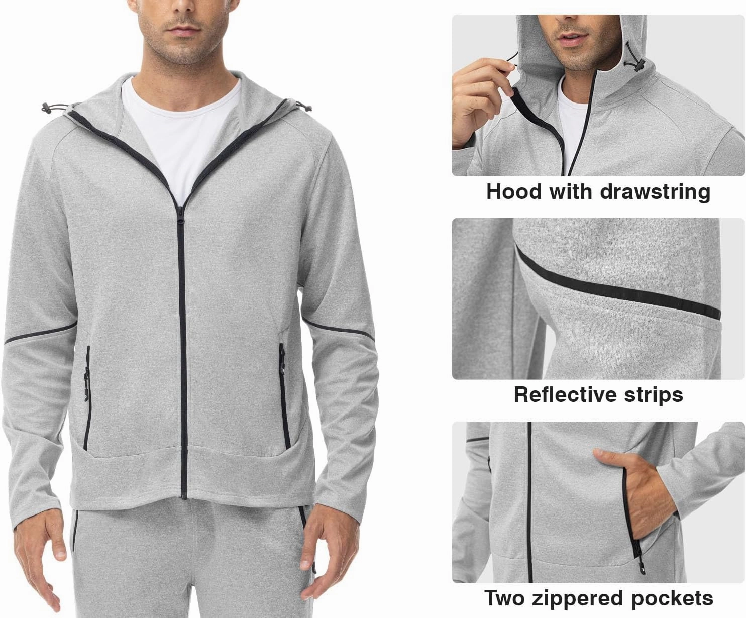 Rdruko Men's Track Suits 2 Piece Set Sweatsuits Jogging Workout Gym Warm Up Sportswear Suits with Hoodie