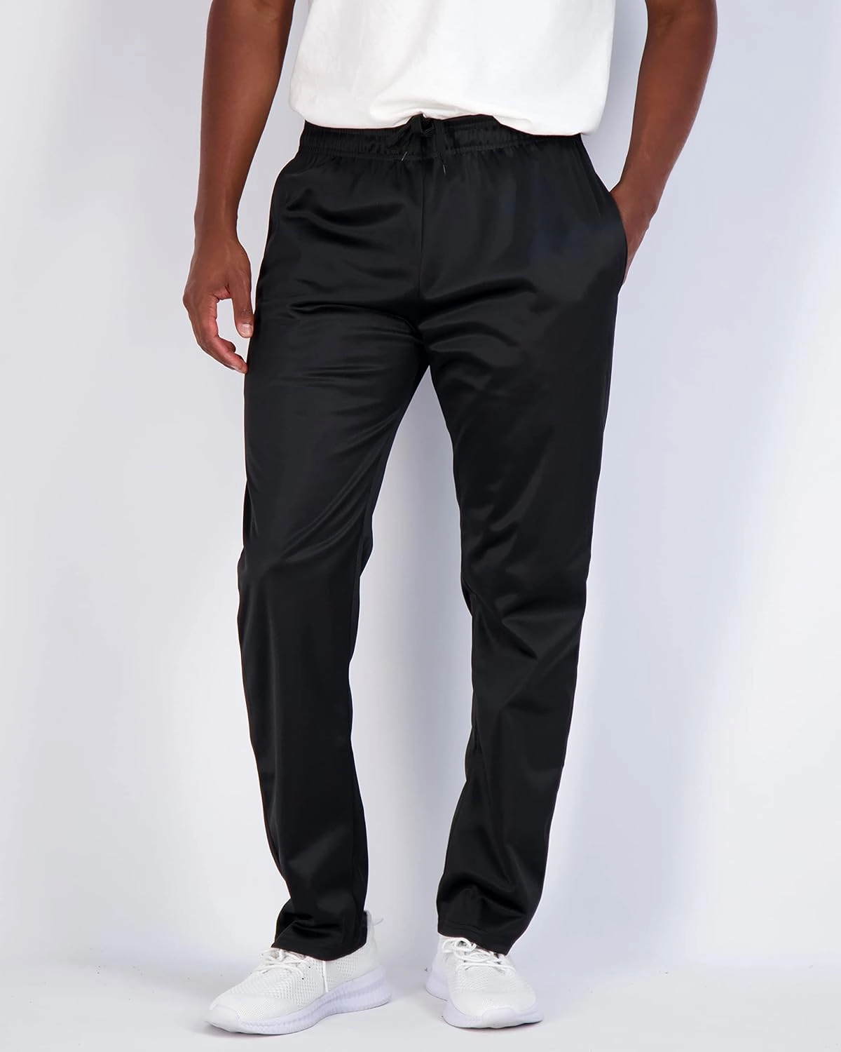 Real Essentials 3 Pack: Men's Active Athletic Casual Tricot Open Bottom Sweatpants with Pockets (Available in Big & Tall)