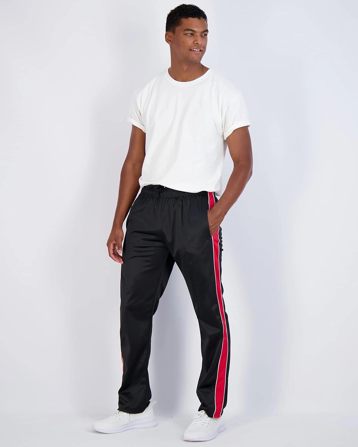 Real Essentials 3 Pack: Men's Active Athletic Casual Tricot Open Bottom Sweatpants with Pockets (Available in Big & Tall)