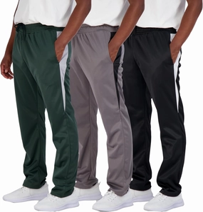 Real Essentials 3 Pack: Men's Active Athletic Casual Tricot Open Bottom Sweatpants with Pockets (Available in Big & Tall)