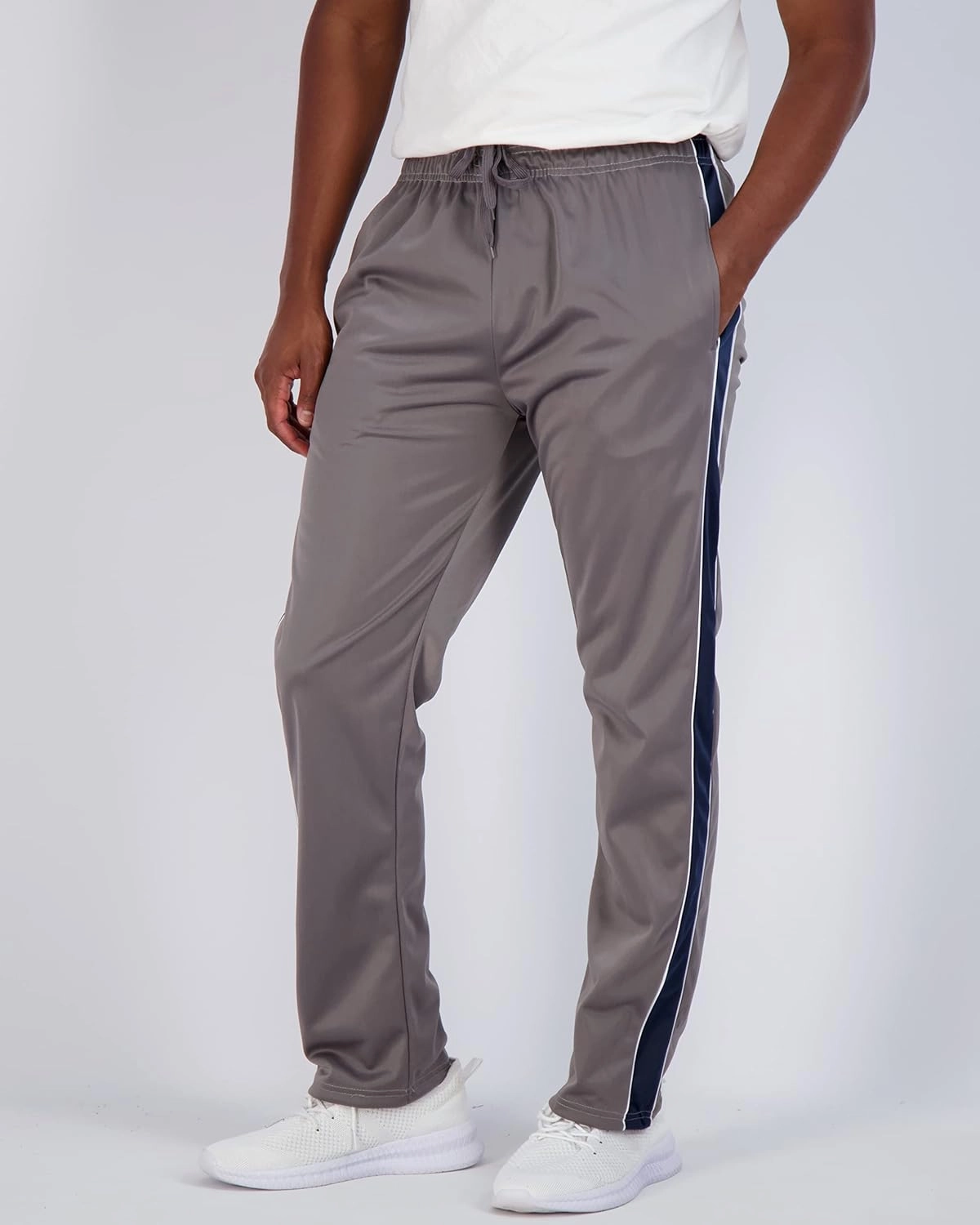 Real Essentials 3 Pack: Men's Active Athletic Casual Tricot Open Bottom Sweatpants with Pockets (Available in Big & Tall)