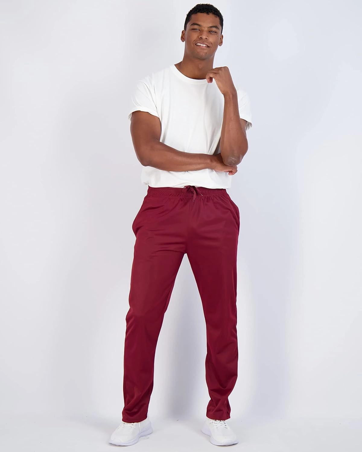 Real Essentials 3 Pack: Men's Active Athletic Casual Tricot Open Bottom Sweatpants with Pockets (Available in Big & Tall)